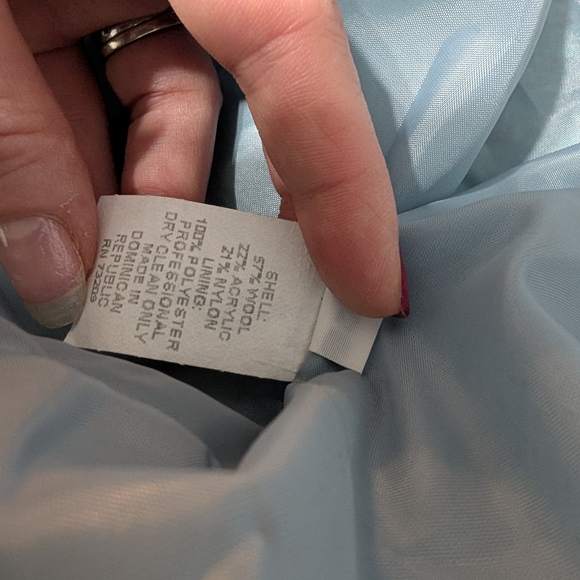 Marvin Richards Women's Tweed Pea Coat in Light Blue With Lavender Accents - Picture 5 of 7